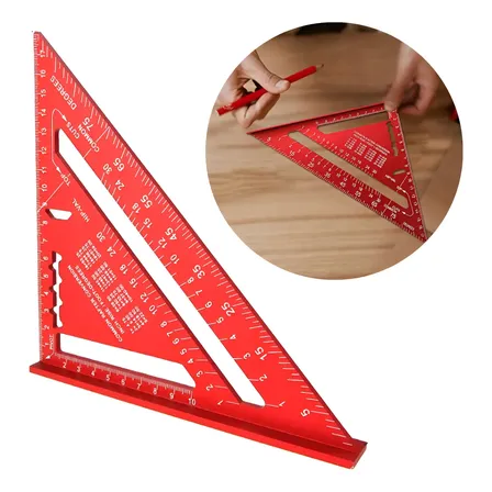 Esquadro Triangular Marceneiro Carpinteiro 7 Polegadas 180mm Cor Vermelho