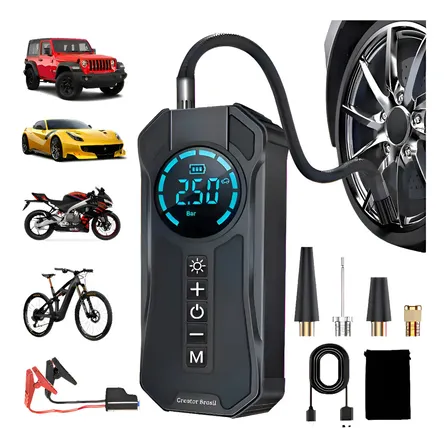 Auxiliar Partida Bateria Portátil Compressor Ar Emergência Preto 12v