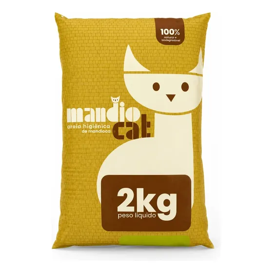 Areia Sanitária Mandio Cat Mandioca Biodegradável 2kg