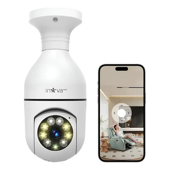 Inova Câmera De Segurança Lâmpada IP Sem Fio Wi-Fi Interna Casa ICSEE 360° Full HD PTZ Sensor De Movimento Com Áudio Bidirecional Alarme De Movimento Visão Noturna Fácil Instalação