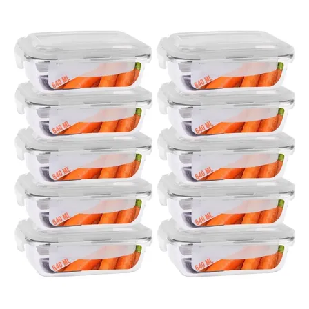 Jogo 10 Potes De Vidro Marmita Tampa 4 Trava Hermética 640ml Sortida