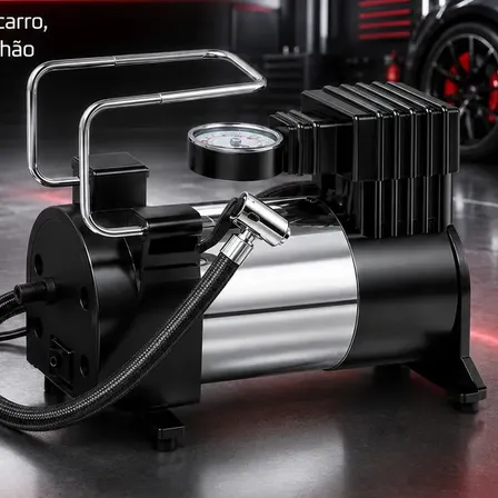 Compressor De Ar Portátil Digital Para Carro, Moto E Bike Preto 127/220v 60 Hz Monofásica