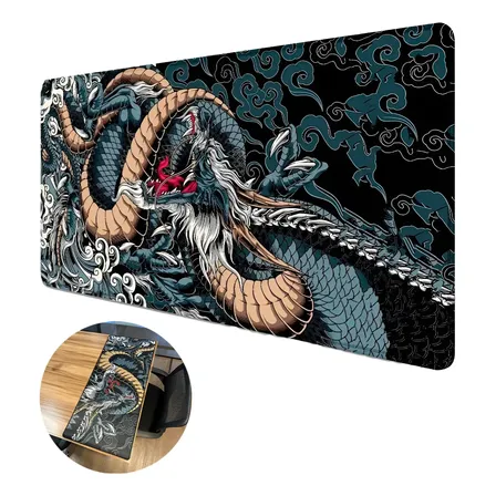 Mousepad Deskpad Gamer Dragão 90x40cm Antiderrapante Preto Notebook E Pc Eletroyou