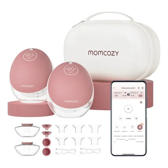 Momcozy Bomba de Leite Viva-voz Mobile Flow M9 Vermelho, 2 Unidades
