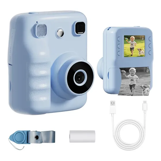 Câmera Instantânea Digital Infantil Inova Cases Para Imprimir Fotos e Gravar Vídeos Azul