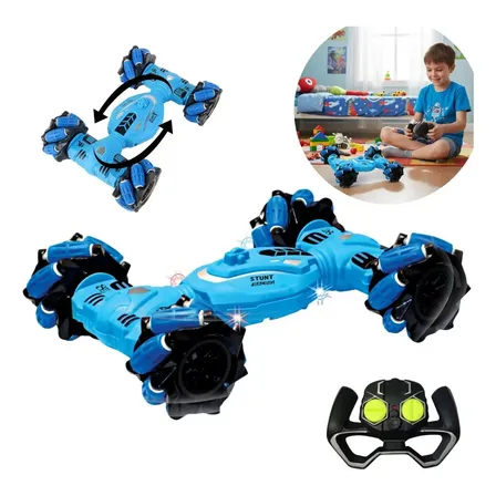 Carrinho Controle Remoto Stunt 360° Azul Dobrável Azul-celeste Bw344az