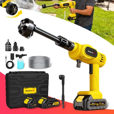 Rubrox Lava Jato Portátil 6 Em 1 Bivolt Carro/jardim/casa Cor Amarelo Frequência 50 Hz/60 Hz