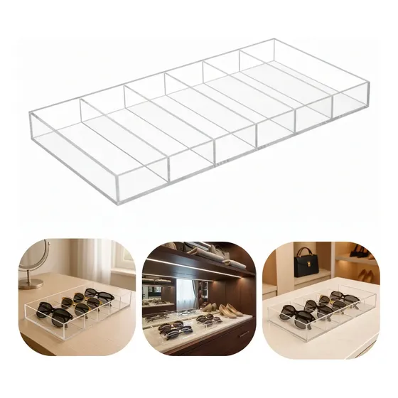 Porta Joias 6 Óculos Premium Luxo Caixa Bandeja Organizador