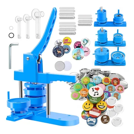Kit De 3 Máquinas De Botons Advertising Photobots 25/32/58 Mm/300 Unidades Personalizável De Acordo Com Suas Especificações Azul