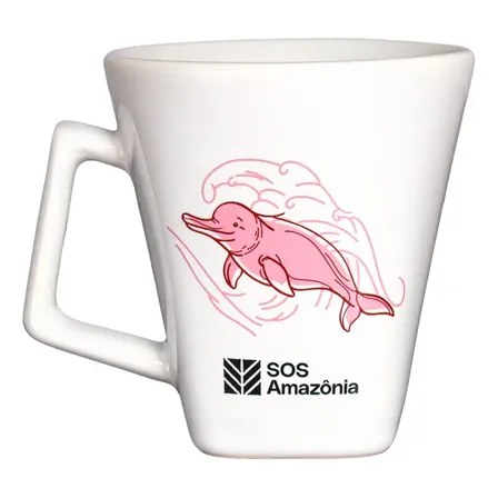 Caneca De Cerâmica Oxford Mini Quartier 220 Ml Com Boto-cor-de-rosa Sos Amazonia - Boto Cor-de-rosa Estampado