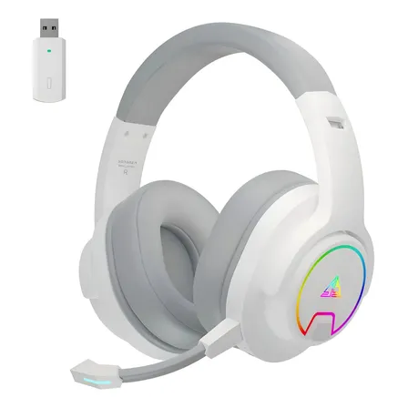 Headset Gamer Wireless 2.4g Bluetooth 5.4 Com Microfone Ajustável Som Imersivo Multiplataforma Compatível Com Pc Ps4 Ps5 Nintendo Switch Branco
