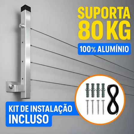 Varal de Parede Dobrável em Alumínio Retrátil, para 80 kg – LIMA DECOR HOUSE
