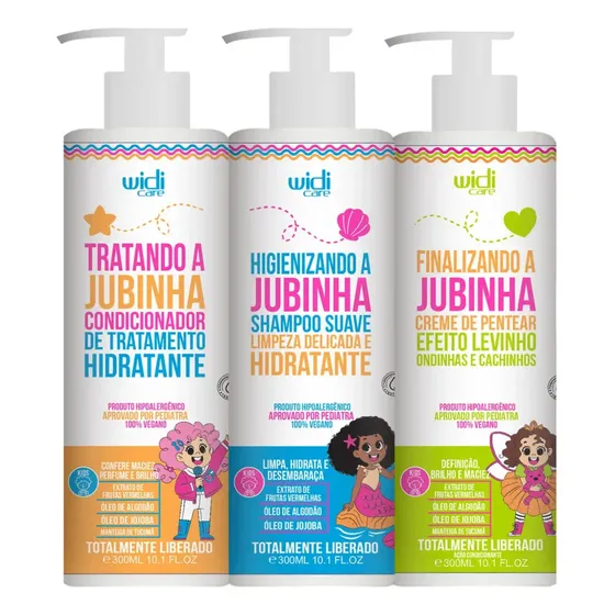 Kit Jubinha Infantil Shampoo Condicionador E Creme - Widi