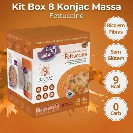 Kit Box 8 Fettuccine Konjac Massa Tipo Macarrão Sem Glúten