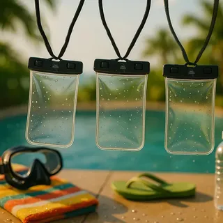 Kit 3 Capas Impermeáveis Universal Celular Até 7 Polegadas IPX8 Prova D Água Touch Screen Fotos Subaquáticas Praia Piscina Cachoeira Trilha Esportes Preto