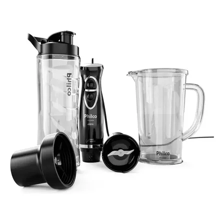 Mixer E Blender Philco 1 Velocidade + Turbo 400w Pmx40a Preto