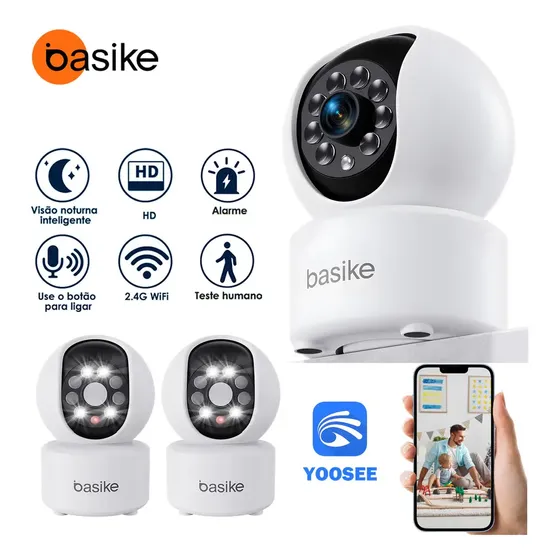 Kit 2 Babá Eletrônica Câmera Inteligente Câmera De Segurança Residencial Interna Wi-fi 360° 1080p Full Hd, Detecção De Movimento Áudio Bidirecional 24/7 Yoosee Câmera De Monitoramento
