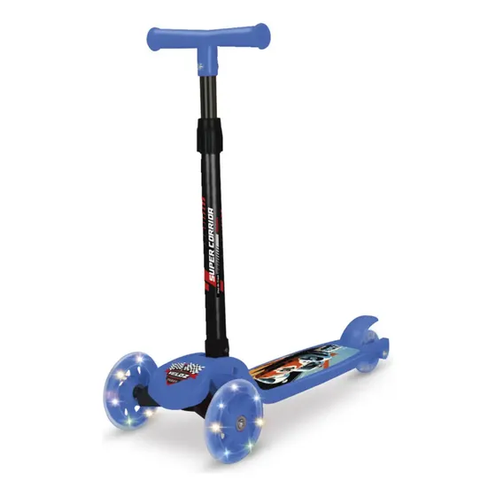 Patinete Infantil 3 Rodas Led Azul Etitoys Guiador Ajustável T-bar Azul-claro