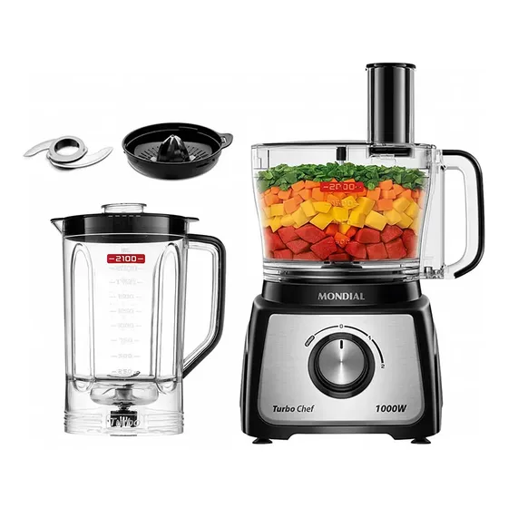 Multiprocessador Turbo Chef 3 Em 1 Mondial 1000w Mpb-02-be Preto 127v