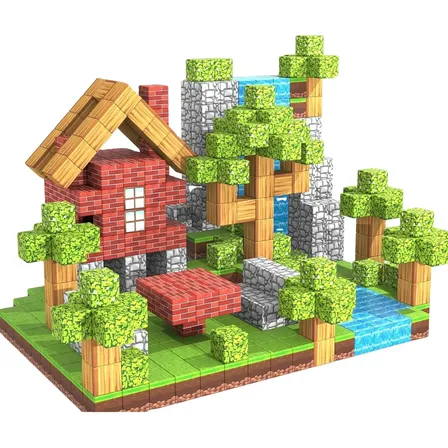 Kit de Blocos Magnéticos de Montar Minecraft com 45 Peças