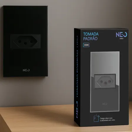 Tomada Flex 1 Saída 4x2 10a E 20a Preto Avant Neo Vidro