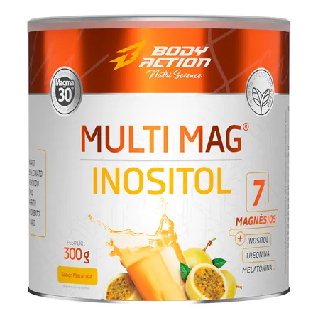 Suplemento Multi Mag Inositol 7 Magnésios 300g Bodyaction Sabor Maracujá