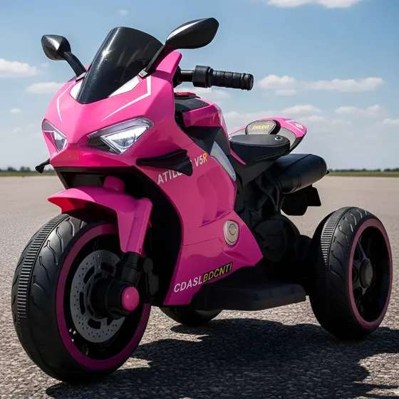 Moto Infantil Elétrica Super Moto 3 Rodas Som Luz Frente Ré Cor Rosa Voltagem Do Carregador 127/220v