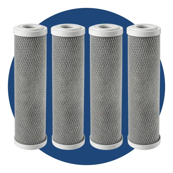 Kit 4 Refis para Purificador de Água Indfiltros 10" x 2 1/2" de Carvão Ativado