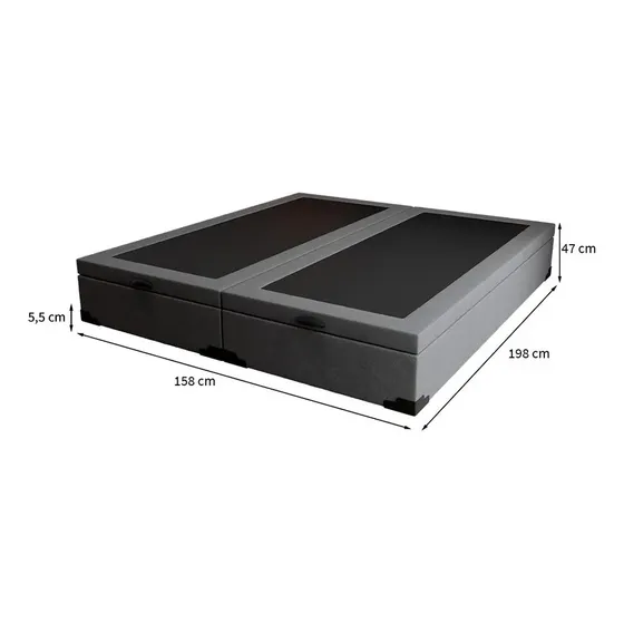 Base Para Cama Box Queen Guldi Com Baú Linho (47x158x198 ... Cinza