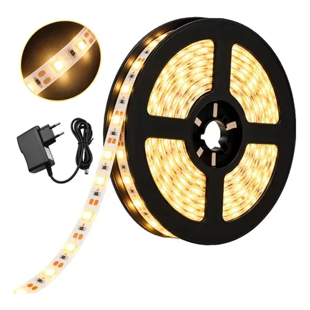 Fita Led 3528 Branco Quente Amarela 5m 300 Leds 12v Fonte Luz Branco-quente Maffacioli Bfl-3528-bq-ip20-fonte 127/220v