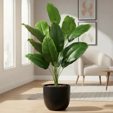 Planta Bananeira Artificial Decorativa Realista 82cm Altura 18 Folhas Área Interna E Externa