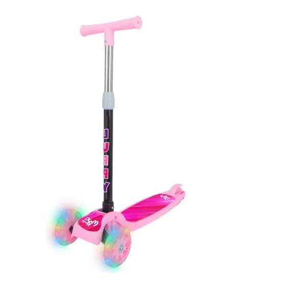 Patinete Infantil Luppy 3 Rodas Led Dobrável Rosa Maxi Toys