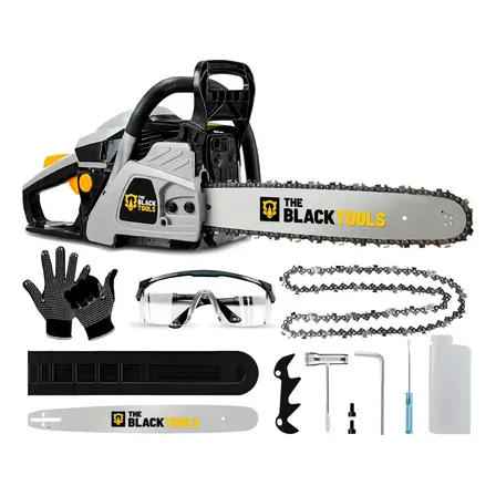 Motosserra A Gasolina 18 Pol 54.4cc Sabre 45,5cm 3,2hp Profissional Cor Cinza Com Óculos E Luva Tms545 The Black Tools Cinza E Preto