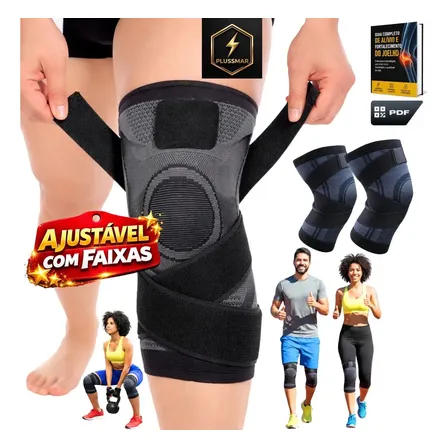 Joelheira De Proteção E Compressão Compressao Ortopédica Ortopedica Ajustavel Patelar Esportiva Para Alivia Dores Tenso Na Perna Ideal Para Crossfit E Reabilitação Plussmar Preto Único