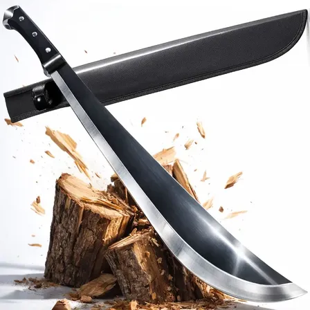 Facão Gigante Esportivo Tático Full Tang 54cm Aço Inox Bainha Com Trava Mão Faca Mato Camping Sobrevivência Bushcraft Rambo C/ Bainha Nylon Cabo Antiderrapante Uso Pesado Alta Durabilidade