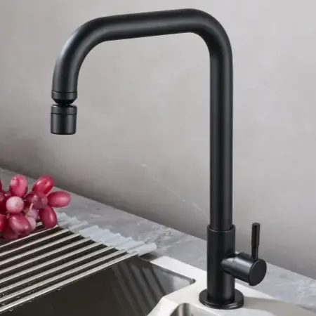Torneira De Inox Preto Metal Cozinha Bancada Mesa Gourmet Água Fria 1/4 Volta Fosco