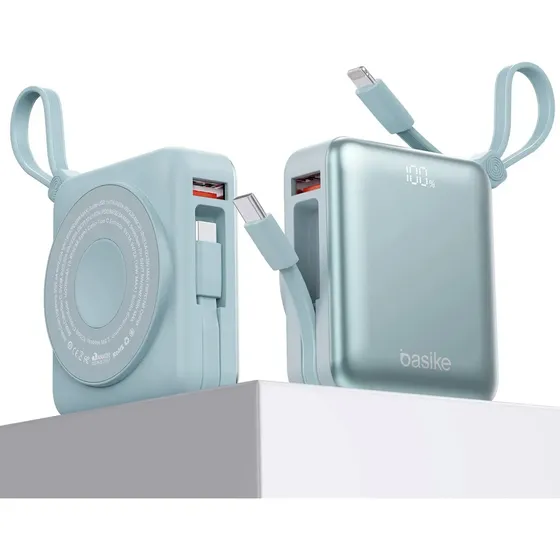 Carregador Portátil Power Bank Basike 10000mah Magsafe Indução 22.5w Turbo Display Magnético iPhone Android