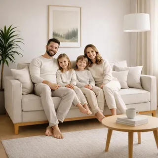 Pufe Sofá 3 Lugares 180cm Linho Pés Madeira Maciço Beny Luxo Cor Bege- Amalehome