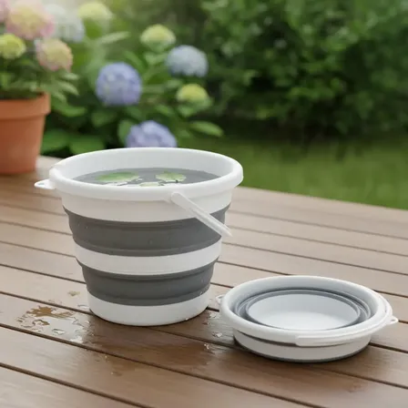 Balde Dobrável Retrátil 10 Litros Silicone Dobra Grande Cores Sortidas Lavanderia Casa Recipiente Branco
