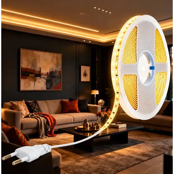 Fita De Led Branco Quente Amarela 10 Metros Direta 120led/m Luz Branco-quente