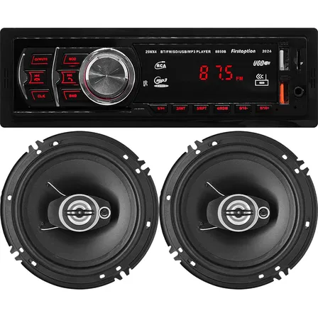 Kit Rádio Mp3 Som Automotivo Bluetooth E Par 2 Alto Falantes