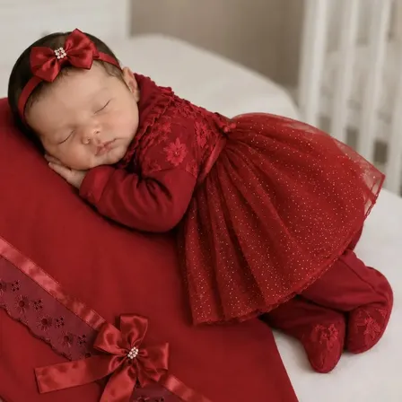 Saída De Maternidade Vermelha Luxo /saída De Hospital Vermelho 0 A 3 Meses