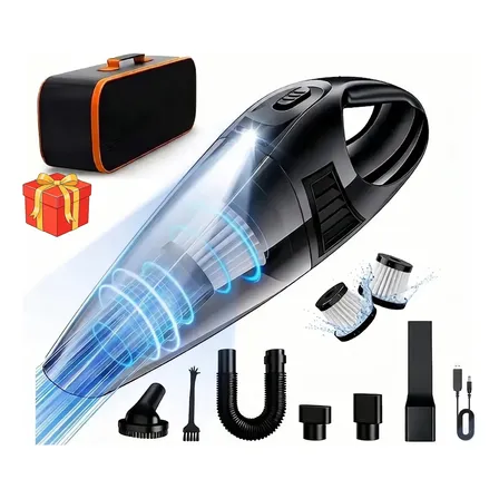 Aspirador De Pó Portátil Carro Automotivo 120W 9000PA +2 Filtro + Bolsa + LED Sem Fio Aspirador Portátil de Pó Potente Recarregável Usb Com Acessórios Turbo 127/220V Profissional Inclui a lâmpada LED