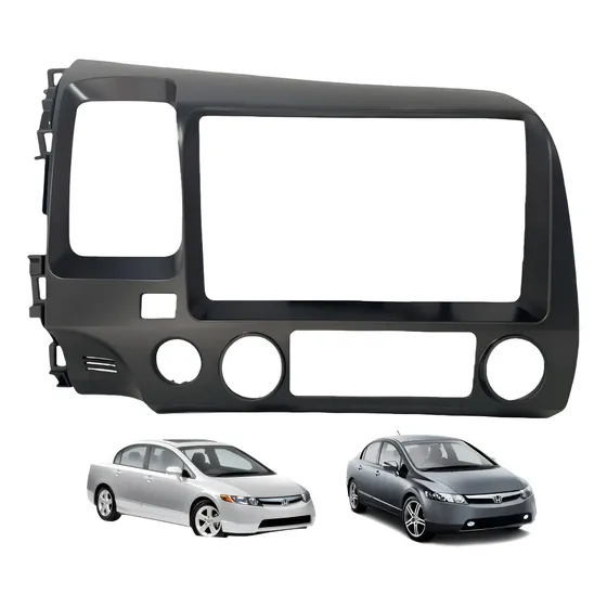 Moldura Multimídia 2 DIN para Honda Civic 2006-2011 9" Cinza-Escuro