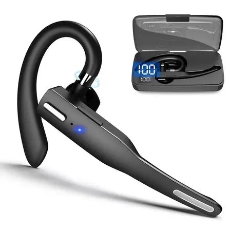 Fone De Ouvido Bluetooth Sem Fio Empresarial Com Microfone Earclip Para Ligações Voz Android Ios iPhone Samsung Xiaomi Preto
