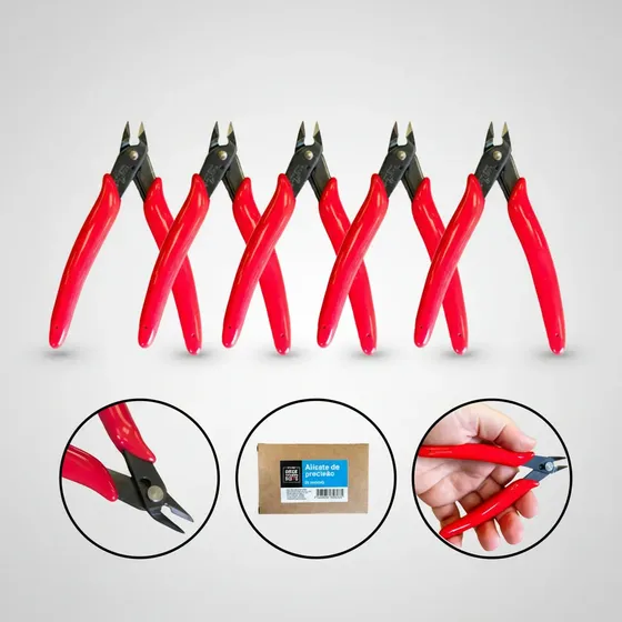 Kit 5 Alicates De Corte De Precisão Vermelho