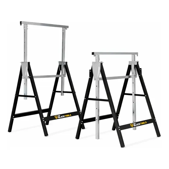 Par Cavalete Andaime Telescópico Dobrável Portátil De Aço Altura Regulável 80x1.30m Peso 200kg Bsu1000 The Black Tools