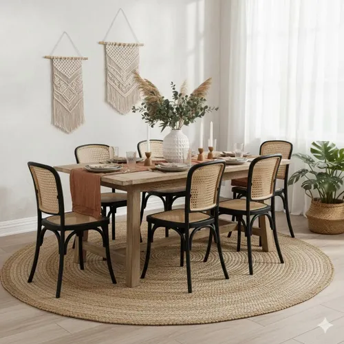 Kit 6 Cadeiras Amis Rattan Sala Cozinha Jantar Nuvo Decor Estrutura Da Cadeira Preto