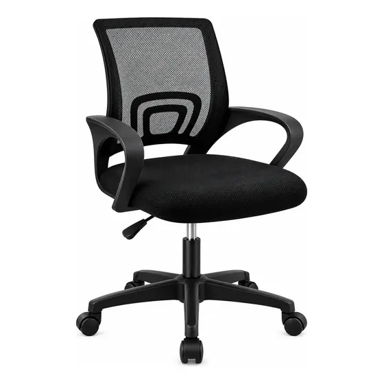 Cadeira De Escritório Giratória Estofada Preta Ergonomica Cor Preto Material Do Estofamento Algodão