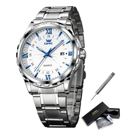 Relógio De Pulso Opk 6003 Com Corria De Aço Inoxidável Cor Prateado - Fondo Branco